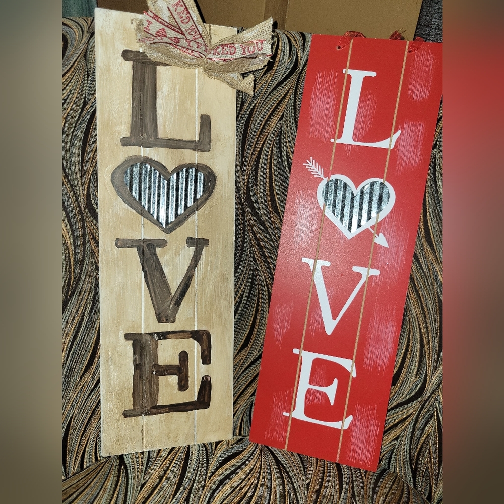 2 Love Signs, Handmade 19" H X 6" W